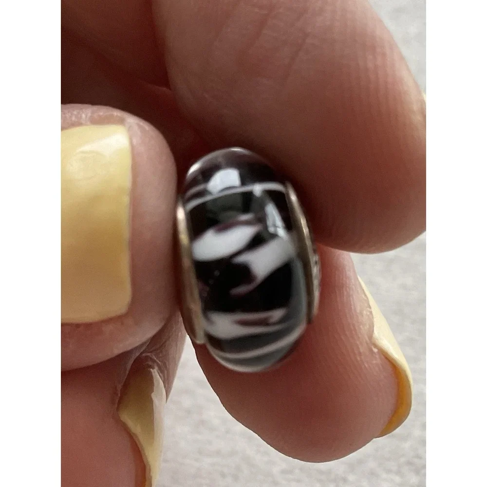 retired Pandora African Plains Zebra Murano Glass Bead Charm ALE 925
